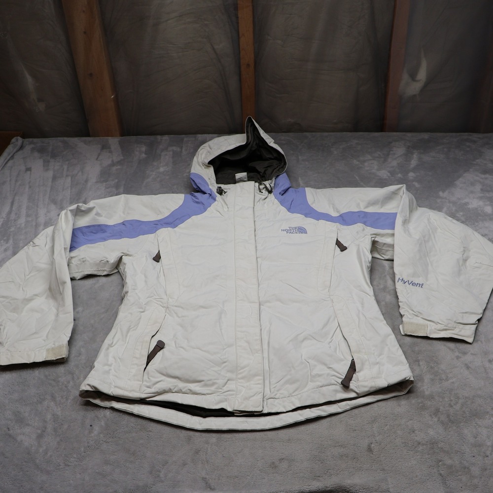 North Face Jacket Womens Small White Waterproof Rain Wind Ski Hooded 3in1 Shell
